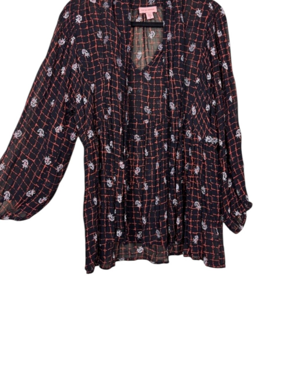Anthropologie Not So Serious Sheer Tie Blouse Women's M Long Sleeve Boho - Picture 4 of 7